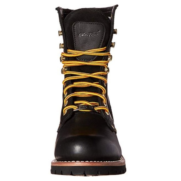 AdTec Men 9" Black Steel Toe Logger Genuine Leather & Lace-up Boots - Picture 4 of 8